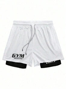 Manfinity Sport Corelite Men's Letter Print Drawstring Waist Sport Shorts