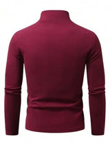 Manfinity Homme Men's Solid Color Turtleneck Long Sleeve Fleece Casual T-Shirt, Autumn/Winter