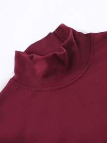 Manfinity Homme Men's Solid Color Turtleneck Long Sleeve Fleece Casual T-Shirt, Autumn/Winter