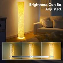 50 Inch Simple Design Morden Soft Light Floor Lamp 3 Color Lighting Remote Control, LED Lamp With Tyvek Fabric Shade,Brightness Adjustable For Living Room Bedroom Game Room