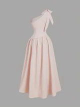 Women Pink Asymmetric Off Shoulder Bowknot Dress,Vacation Dress, Holiday Dress,Western Wear Women,Country Outfits,Beach Vacation Wear,Boho Women,Birthday Outfits For Women,Spring And Summer Dress,Brunch Outfits,Pink Floral Bow Dress,Summer Dress
