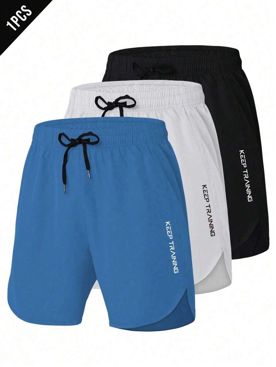 Manfinity Sport Corelite Men's Front Lace-Up Letter Print Pocket Casual Sports Shorts