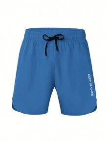 Manfinity Sport Corelite Men's Front Lace-Up Letter Print Pocket Casual Sports Shorts