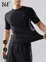 Manfinity Swimmode Men's Ombre Raglan Sleeve Letter Print Surfing T-Shirt Athletic Workout Shirt
