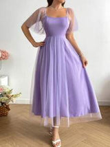 Sunnyshic Plus Size Solid Color Floral Layered Hem Camisole Dress