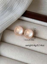 Nooxian 2pcs Women's Exaggerated Style Pink Round Large Pearl Stud Earrings, For Party And Wedding (No Gift Box)
