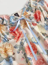 Plus Size Elegant Romantic Vacation Floral Print Ruffle Sleeve Dress.Fairycore Tea Party Dresses,Beach Dress Sundress,Holiday Outfits Boho