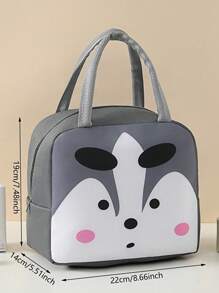 1pc Oxford Cloth Aluminum Foil Insulated Lunch Bag, Large Capacity Waterproof Cartoon Animal Pattern Zipper Lunch Box Tote For Work School Picnic Camping Food Storage