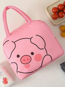 1pc Oxford Cloth Aluminum Foil Insulated Lunch Bag, Large Capacity Waterproof Cartoon Animal Pattern Zipper Lunch Box Tote For Work School Picnic Camping Food Storage