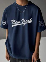 1pc Tween Boy Printed Short Sleeve T-Shirt, Student Outfit, Summer Top