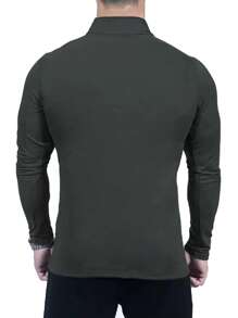 Manfinity Dauomo Men's Casual Everyday Half-Zip Mock Neck Long Sleeve T-Shirt, Autumn