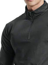 Manfinity Dauomo Men's Casual Everyday Half-Zip Mock Neck Long Sleeve T-Shirt, Autumn