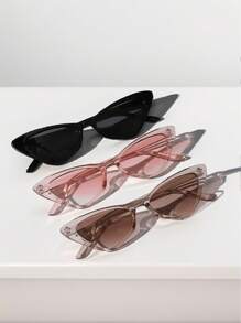 3pcs Cateye Glasses, High-End Stylish Design For Daily Wear And Travel