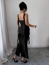 Elenzga 25 Romantic Elegant Jellyfish Bow Bodycon Mesh Splice Fishtail Dress, Flattering Slim Fit, Spring/Summer