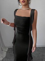 Elenzga 25 Romantic Elegant Jellyfish Bow Bodycon Mesh Splice Fishtail Dress, Flattering Slim Fit, Spring/Summer