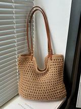 Woven Beach Bag, Versatile Shoulder Bag For Beach Vacation