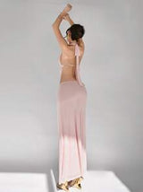 Aloruh Elegant Sexy 3D Floral Decor Backless Set For Women,