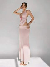 easyown Elegant Sexy 3D Floral Decor Backless Set For Women,