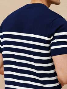 Striped Crew Neck Knit T-Shirt, Minimalist Fashion Casual For Daily Wear