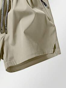 Men's Anti-Lost Zipper Pocket Drawstring Waist Sports Shorts
