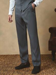 Manfinity ModaGents Men's Casual Woven Tapered Suit Pants, Suitable For Everyday Wear