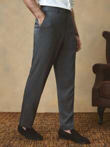 Manfinity ModaGents Men's Casual Woven Tapered Suit Pants, Suitable For Everyday Wear