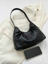 Elegant Fashion Shoulder Bag, New Spring/Autumn Solid Color Pleated Fresh Handbag With Underarm Feel
