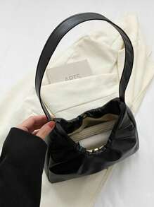 Elegant Fashion Shoulder Bag, New Spring/Autumn Solid Color Pleated Fresh Handbag With Underarm Feel