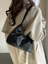 Elegant Fashion Shoulder Bag, New Spring/Autumn Solid Color Pleated Fresh Handbag With Underarm Feel