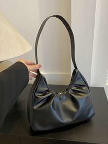 Elegant Fashion Shoulder Bag, New Spring/Autumn Solid Color Pleated Fresh Handbag With Underarm Feel