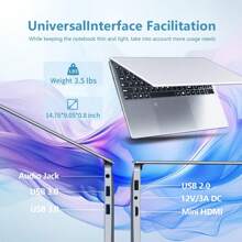 15.6 Inch Laptop, Win11 PRO Intel Pentium 4 Core N100 (Up To 3.4GHz), 16GB LPDDR4 RAM 256GB/512GB SSD, 2K FHD IPS Laptop, 1920X1080 Display WiFi 6 For Business Webcam, Full-Featured Extra Large Touchpad Large Capacity Battery