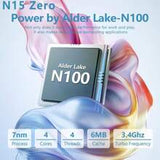 15.6 Inch Laptop, Win11 PRO Intel Pentium 4 Core N100 (Up To 3.4GHz), 16GB LPDDR4 RAM 256GB/512GB SSD, 2K FHD IPS Laptop, 1920X1080 Display WiFi 6 For Business Webcam, Full-Featured Extra Large Touchpad Large Capacity Battery