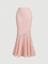 Women's Pink Tank Top & Lace Long Mermaid Skirt Set