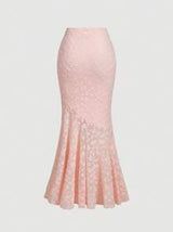 Women's Pink Tank Top & Lace Long Mermaid Skirt Set