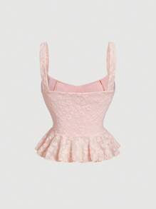 Women's Pink Tank Top & Lace Long Mermaid Skirt Set