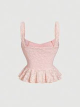 Women's Pink Tank Top & Lace Long Mermaid Skirt Set