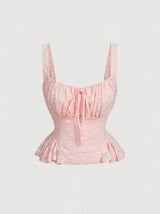 Women's Pink Tank Top & Lace Long Mermaid Skirt Set