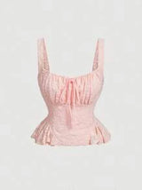 Women's Pink Tank Top & Lace Long Mermaid Skirt Set