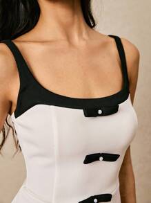 Women's Vest Black And White Color Matching Vest Elegant Set