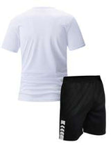 2pcs Set Men Summer Short Sleeve Outfit, Casual Sports Round Neck Tee + Shorts, Complete Set