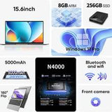 15.6" Windows 11 Laptop Computer, 8GB RAM, 128GB/256GB/512GB/1TB SSD, Intel N4000 Up To 2.6GHz, FHD 1920 X 1080 Display, WiFi, BT4, 2xUSB3.0, Long Battery Life, For Business, School, Students
