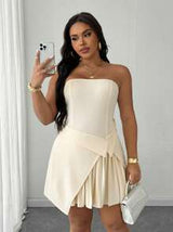 Elegant Strapless Waist Cinching Office & Casual Romantic Dress For Women