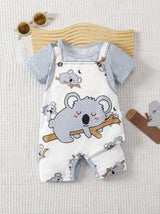 Unisex Baby Outfits With Koala Print 2 In 1 Rompers, Suitable For Newborn Babies To Wear In Summer For All Occasions, The Koala Pattern Makes The Baby Cuter