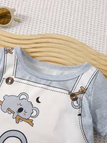Unisex Baby Outfits With Koala Print 2 In 1 Rompers, Suitable For Newborn Babies To Wear In Summer For All Occasions, The Koala Pattern Makes The Baby Cuter