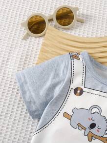 Unisex Baby Outfits With Koala Print 2 In 1 Rompers, Suitable For Newborn Babies To Wear In Summer For All Occasions, The Koala Pattern Makes The Baby Cuter