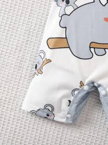 Unisex Baby Outfits With Koala Print 2 In 1 Rompers, Suitable For Newborn Babies To Wear In Summer For All Occasions, The Koala Pattern Makes The Baby Cuter