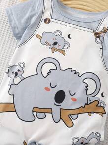 Unisex Baby Outfits With Koala Print 2 In 1 Rompers, Suitable For Newborn Babies To Wear In Summer For All Occasions, The Koala Pattern Makes The Baby Cuter