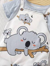 Unisex Baby Outfits With Koala Print 2 In 1 Rompers, Suitable For Newborn Babies To Wear In Summer For All Occasions, The Koala Pattern Makes The Baby Cuter
