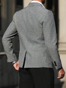 Manfinity Bizformal Men's Stylish Patchwork Solid Color Business Suit Blazer,The Men's Business Casual Suit Jacket, With Its Unique Single-Sided Double Collar Design, Is The Highlight Of The Overall Look, Breaking The Singleness Of The Traditional Suit Co