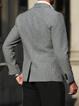 Manfinity Bizformal Men's Stylish Patchwork Solid Color Business Suit Blazer,The Men's Business Casual Suit Jacket, With Its Unique Single-Sided Double Collar Design, Is The Highlight Of The Overall Look, Breaking The Singleness Of The Traditional Suit Co